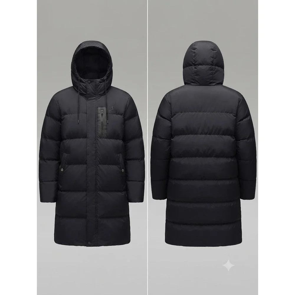 Jordan Essential Statement Down Parka Men M Black DA9805-010 Hooded Puffer